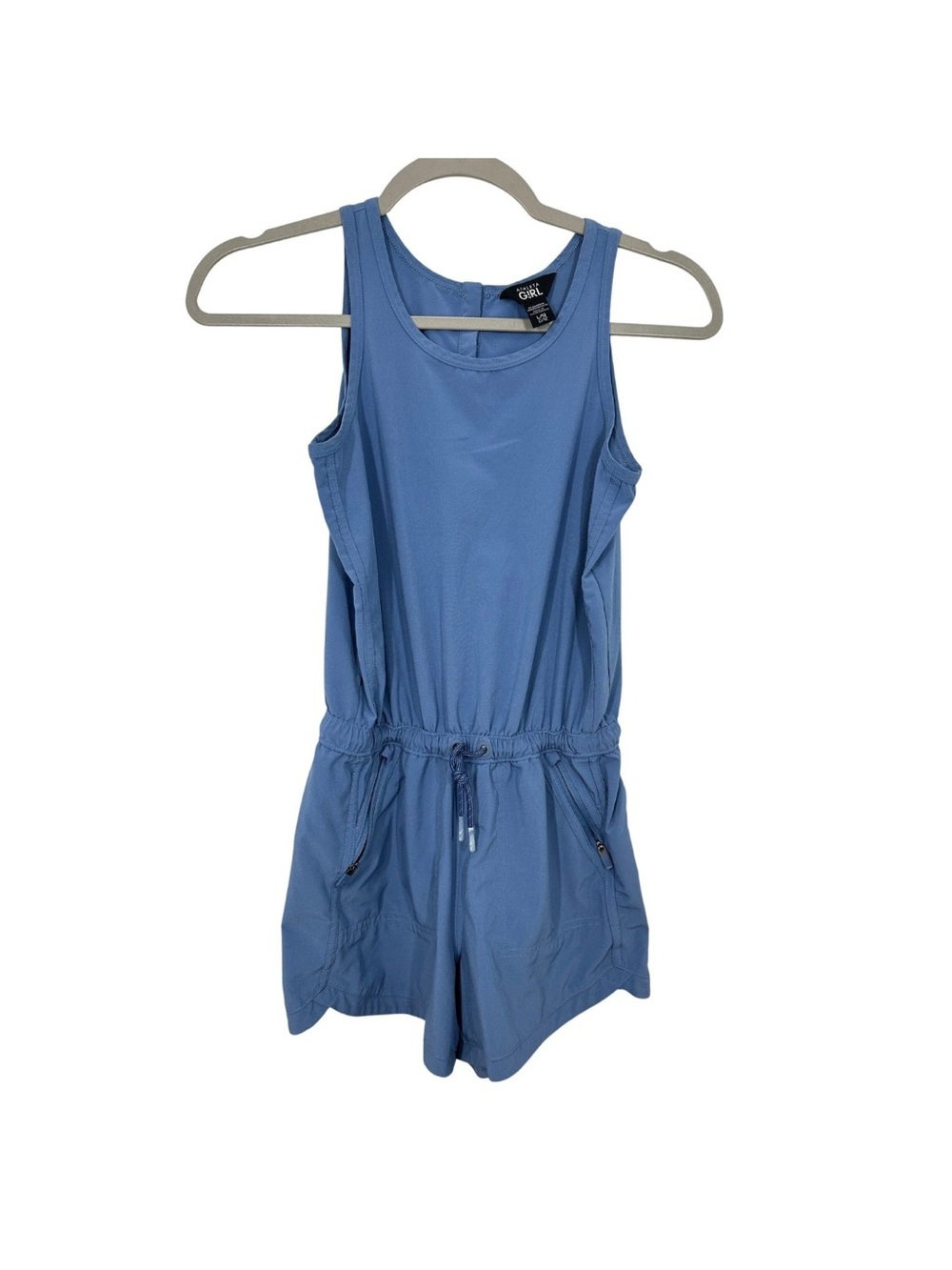 Athleta Girl On The Go Blue Sleeveless Drawstring Waist Romper Shorts XL/14